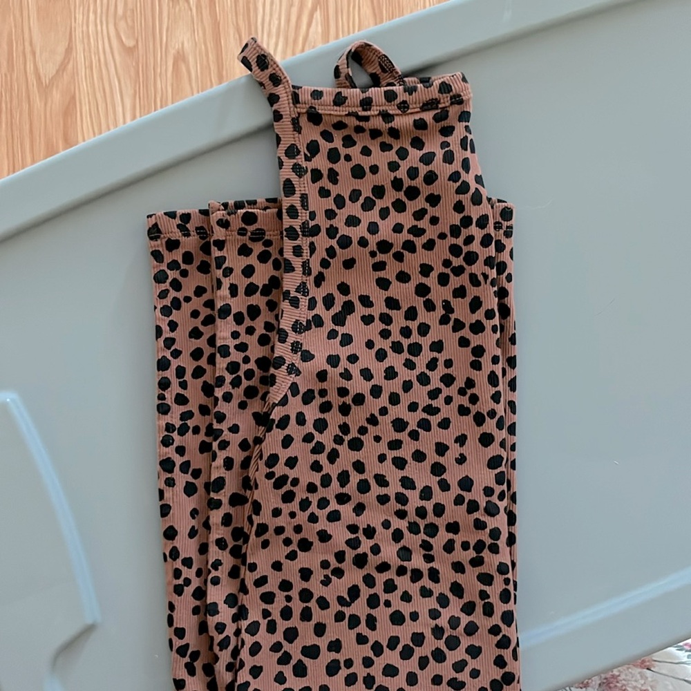Old Navy Brown Leopard Print Ribbed Bodycon Side Slit Summer Midi Dress